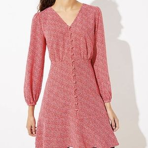 NWT LOFT Red Ditsy Heart Dress, Size 10